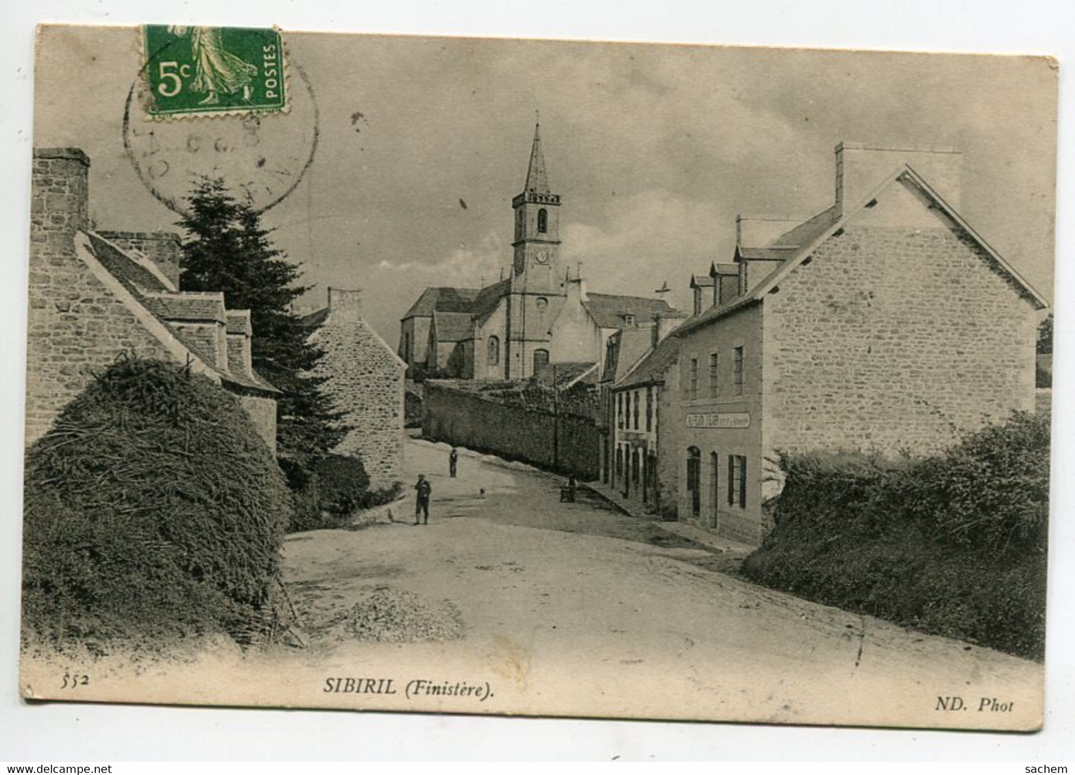 29 SIBRIL Rue Du Village Eglise CAFE  Meule Paille 1908 écrite Timb   / DEP 2016 - Andere & Zonder Classificatie