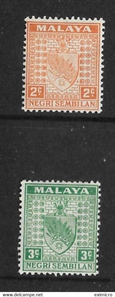 MALAYA - NEGRI SEMBILAN 1941 2c, 3c SG 23, 24a MOUNTED MINT Cat £15 - Negri Sembilan