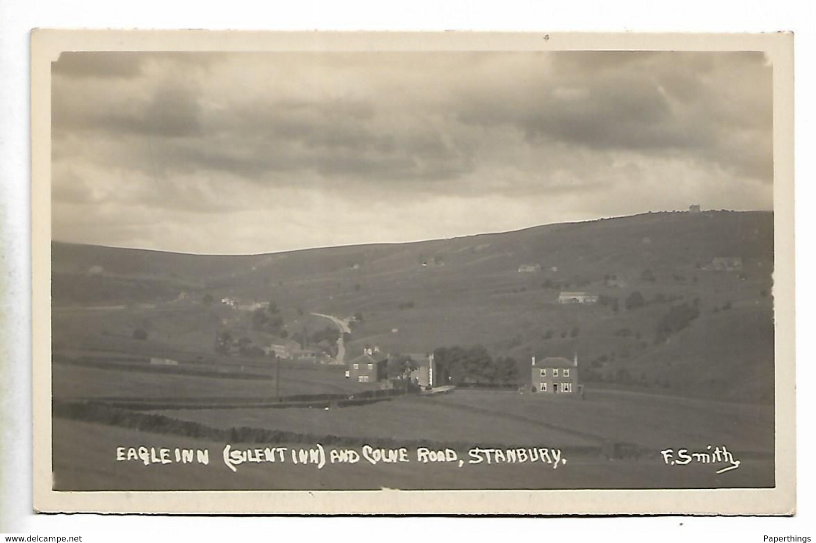 Real Photo Postcard, Yorkshire, Eagle Inn Or Silent Inn, And Colne Road, STANBURY. Pub, Landscape. - Bradford