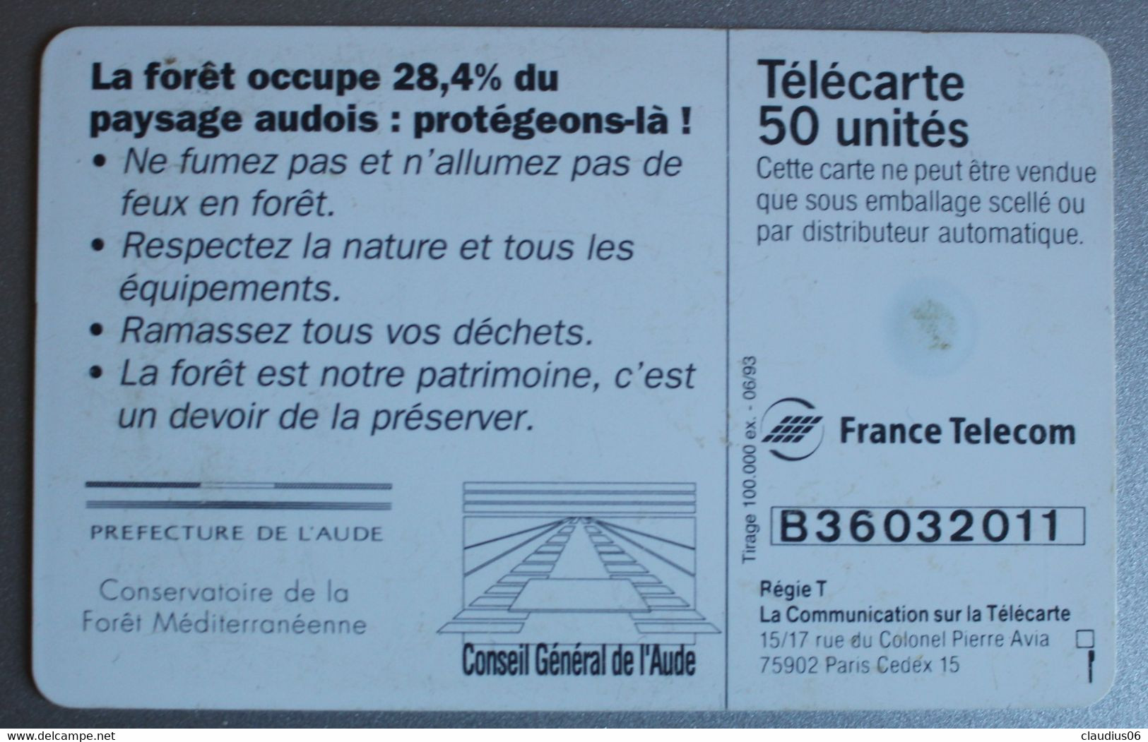 TELECARTE F384A  L AUDE - 1993