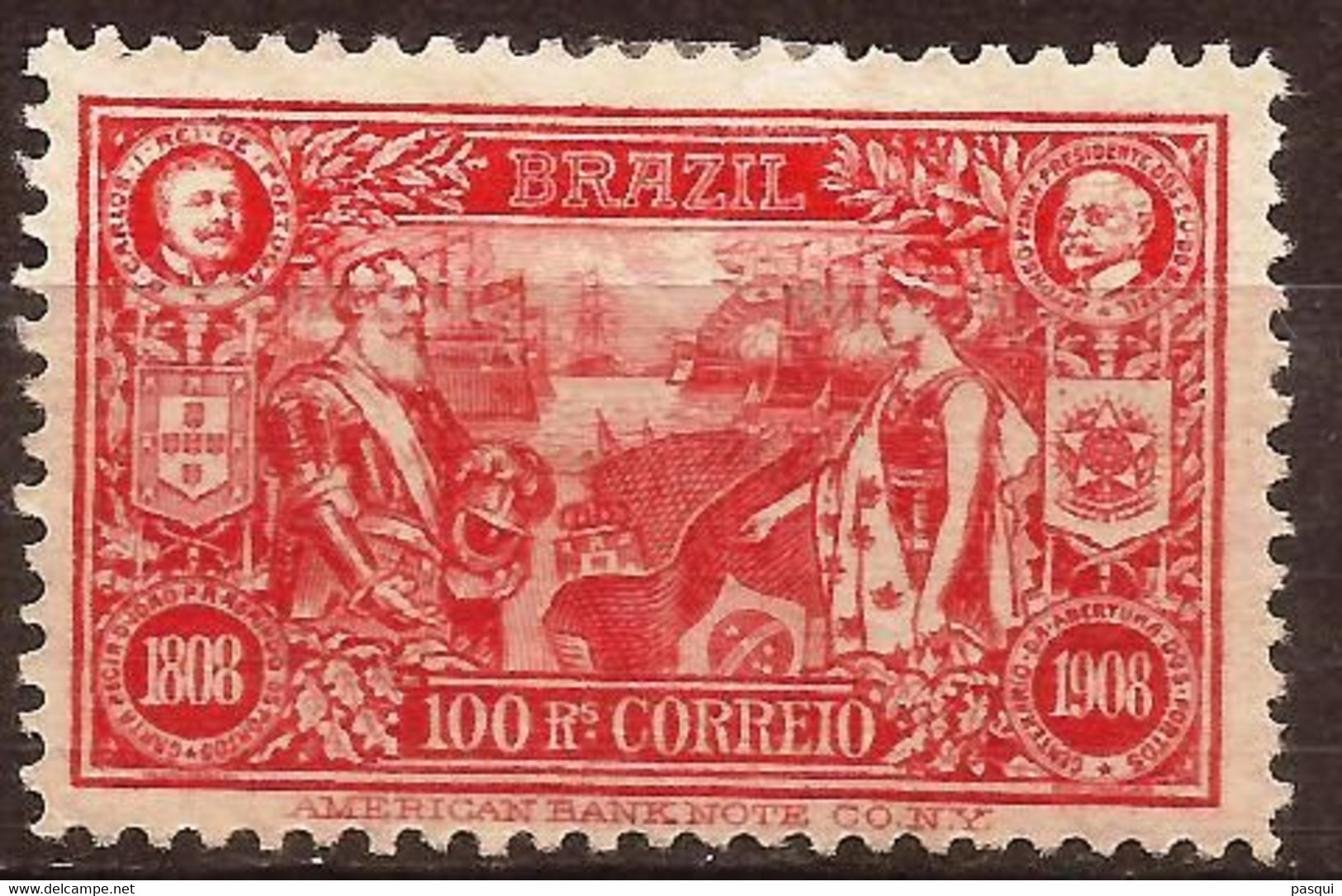 Brasil - Fx. 335 - Yv. 143 - Apertura De Puertos Al Comercio Exterior - 1908 - * - Neufs