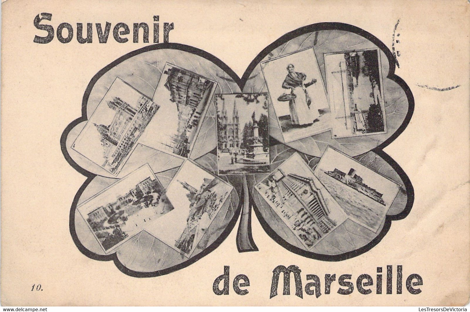 Carte Multivues - Souvenir De Marseille - Trèfle Chance - Oblitéré En 1911 - Monuments