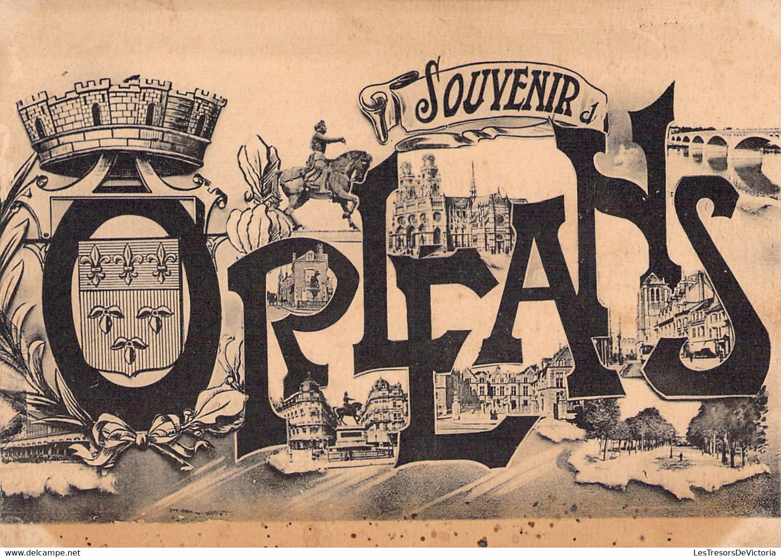 Souvenir D'Orleans - écusson Et Blason De La Ville - Vues De Monuments - Greetings From...