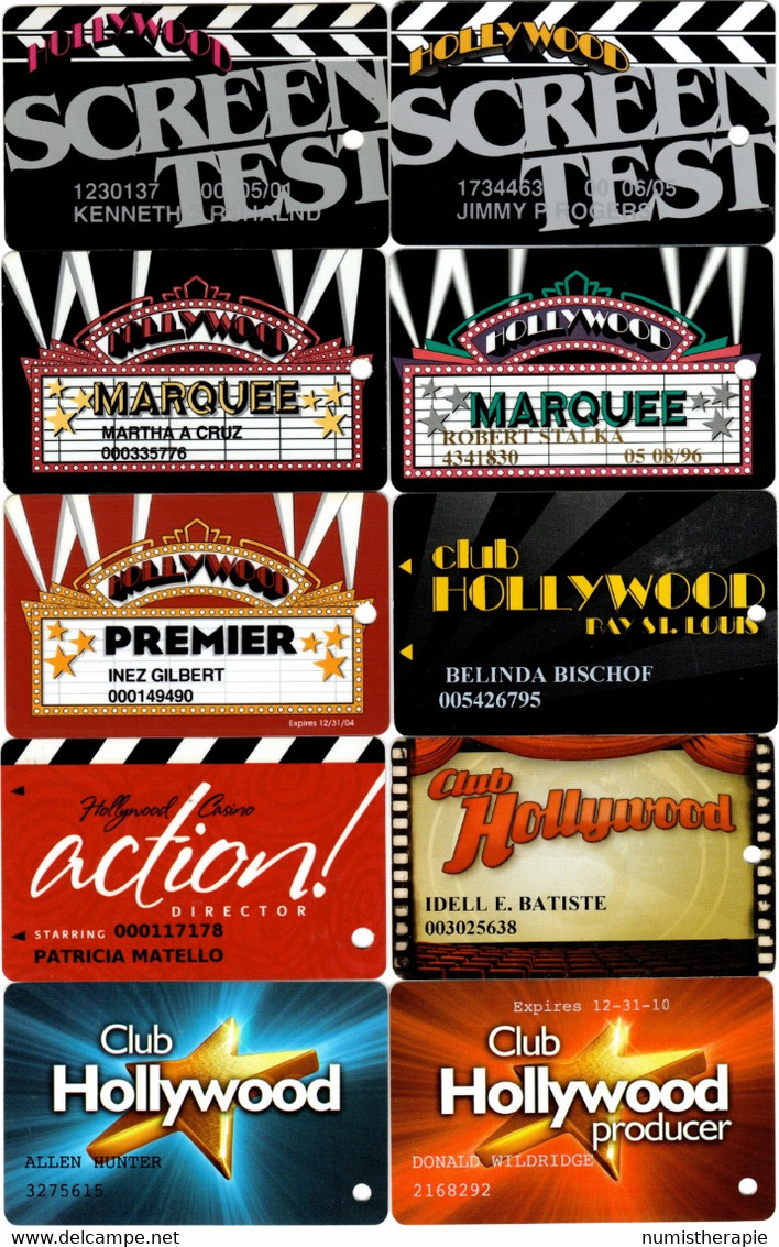 Lot De 10 Cartes : Hollywood Casino S - Cartes De Casino