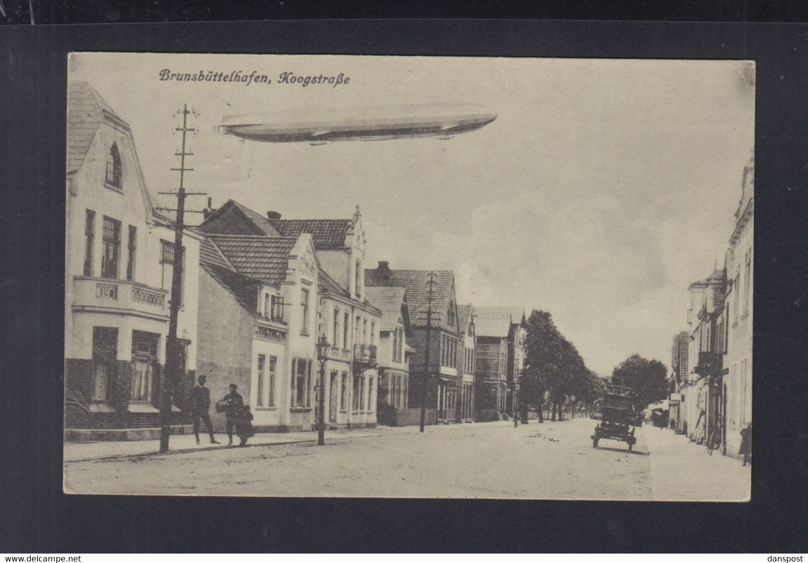 Dt. Reich AK Brunsbüttelhafen Koogstrasse Mit Zeppelin 1917 - Brunsbuettel