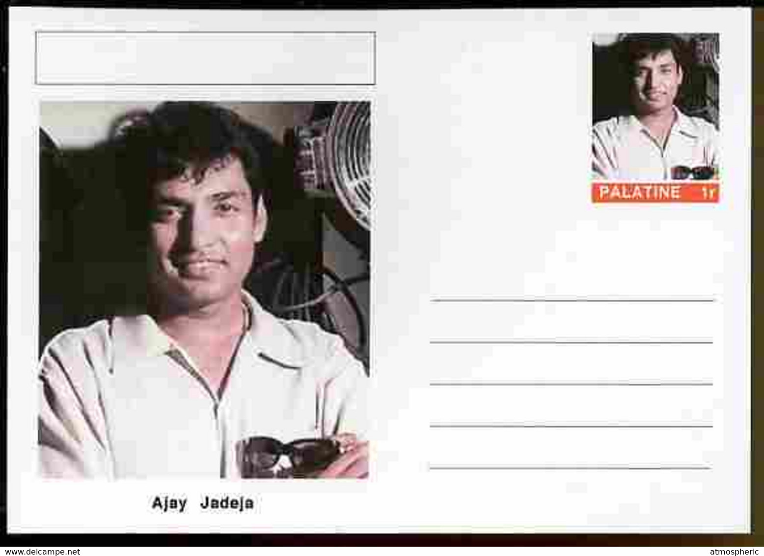 Palatine (Fantasy) Personalities - Ajay Jadeja (cricket) Postal Stationery Card Unused And Fine - Cricket