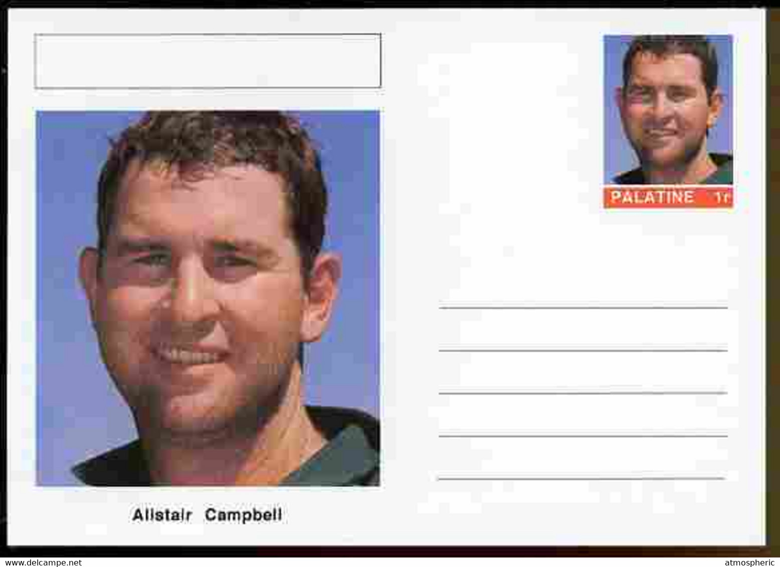 Palatine (Fantasy) Personalities - Alistair Campbell (cricket) Postal Stationery Card Unused And Fine - Cricket