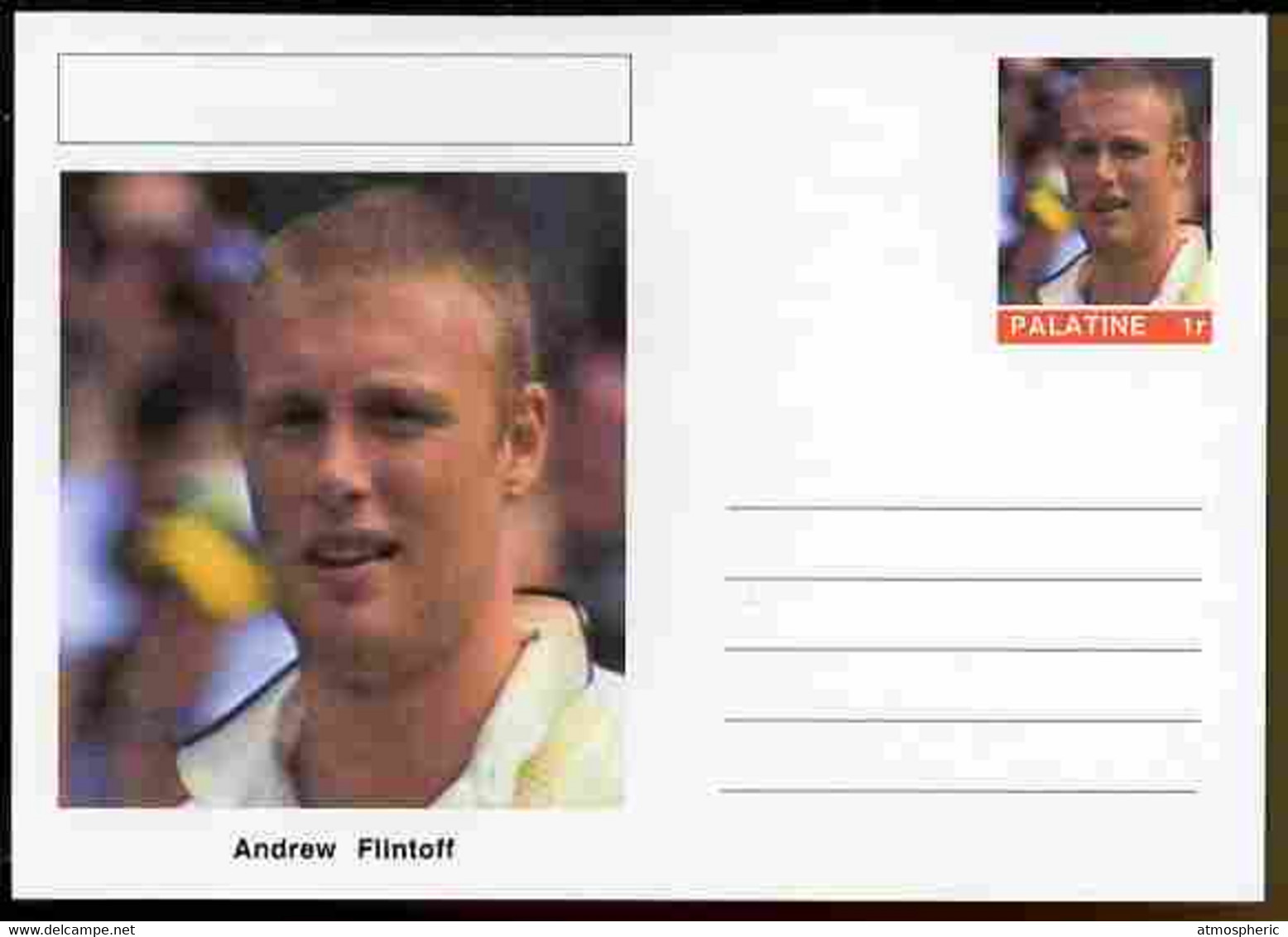 Palatine (Fantasy) Personalities - Andrew Flintoff (cricket) Postal Stationery Card Unused And Fine - Cricket