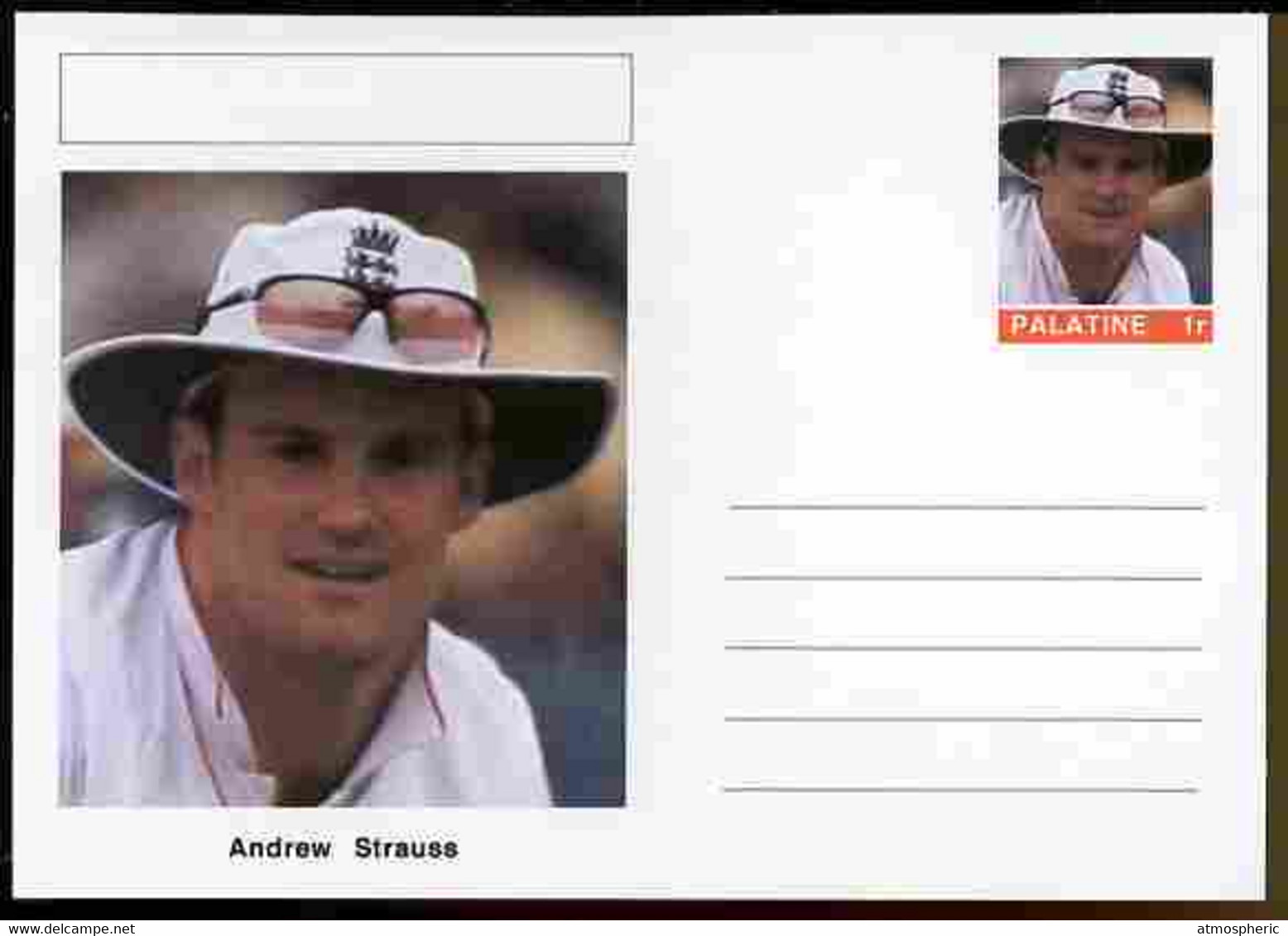 Palatine (Fantasy) Personalities - Andrew Strauss (cricket) Postal Stationery Card Unused And Fine - Cricket