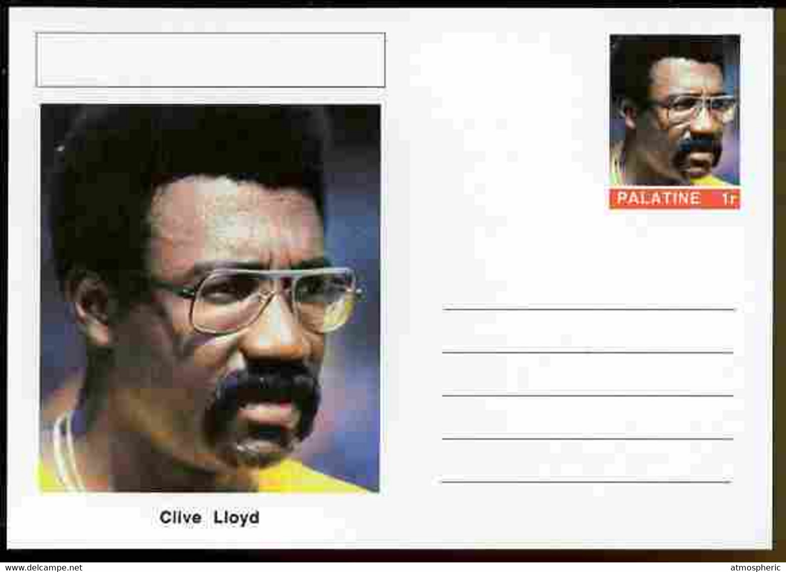 Palatine (Fantasy) Personalities - Clive Lloyd (cricket) Postal Stationery Card Unused And Fine - Cricket