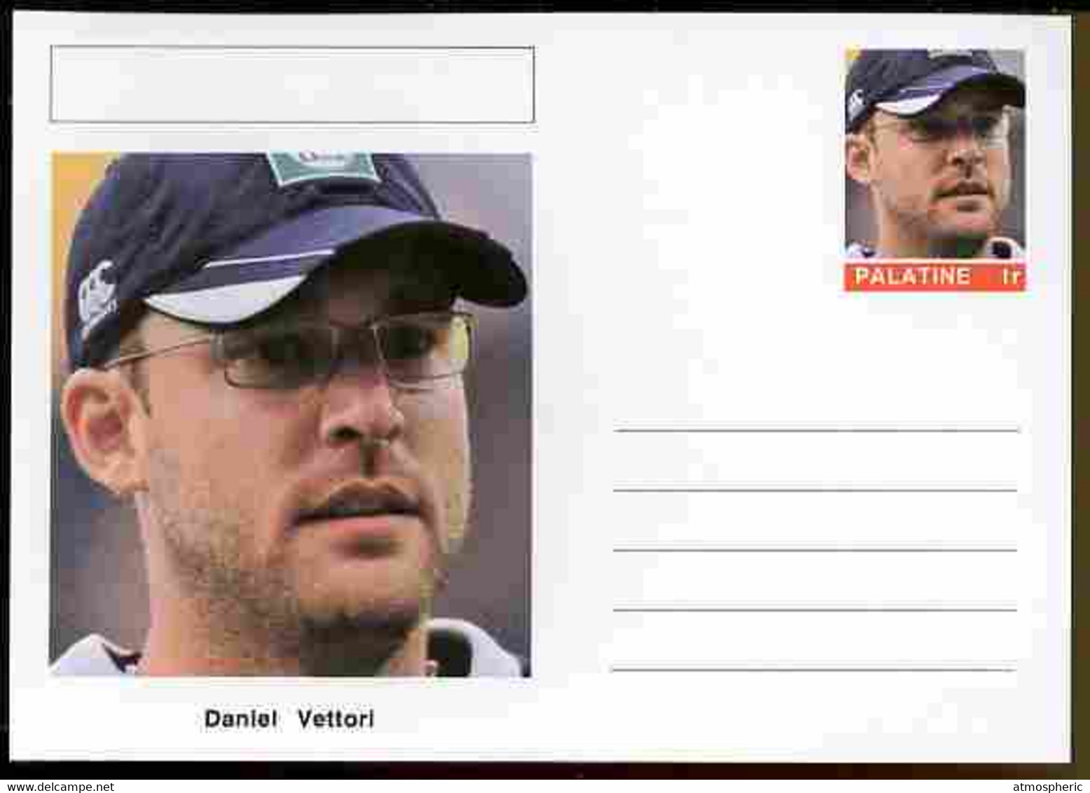 Palatine (Fantasy) Personalities - Daniel Vettori (cricket) Postal Stationery Card Unused And Fine - Cricket