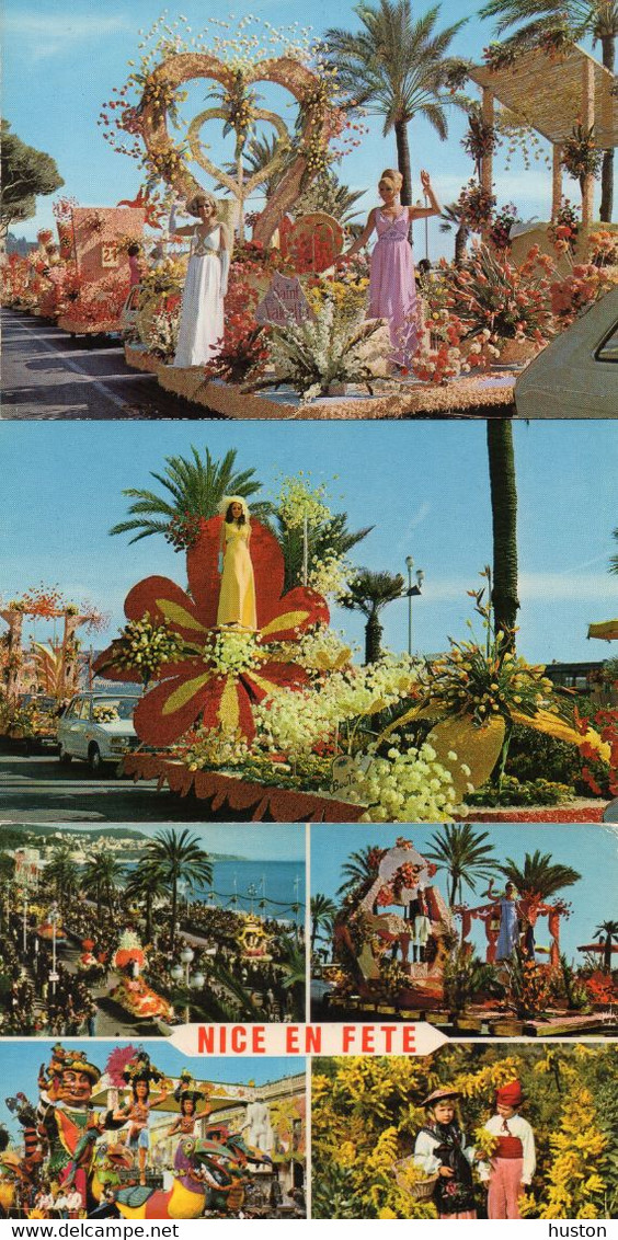 Carnaval De NICE- Bataille De Fleurs - LOT 9 CARTES - Carnaval