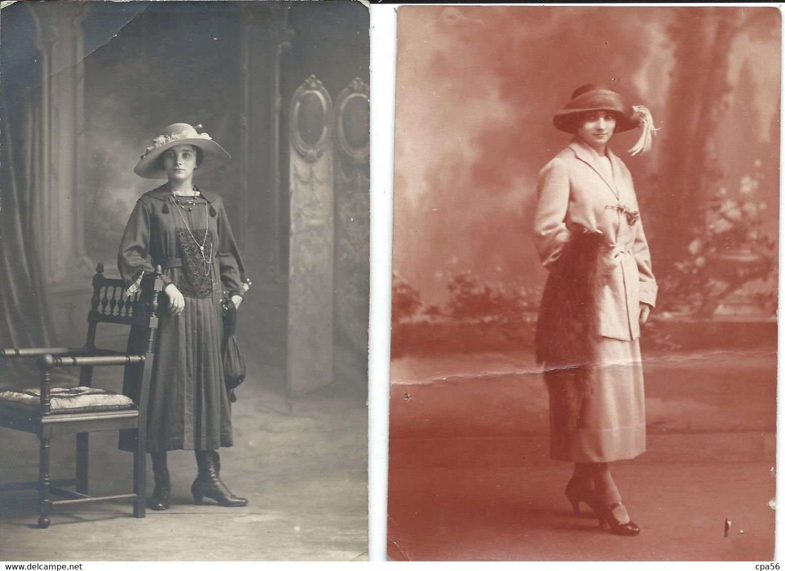 2 CARTES PHOTO - Lucienne LOIR - Femme Au Chapeau - Mode Vers 1920 - Genealogy