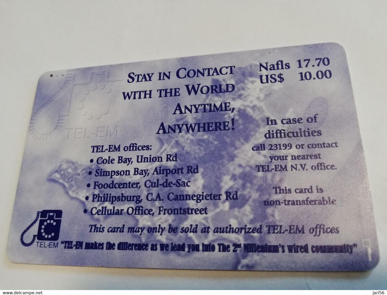 St MAARTEN $10  Nafls 17.70 ,- ST MAARTEN Man On Veranda 60 Units  ** 6753** - Antille (Olandesi)