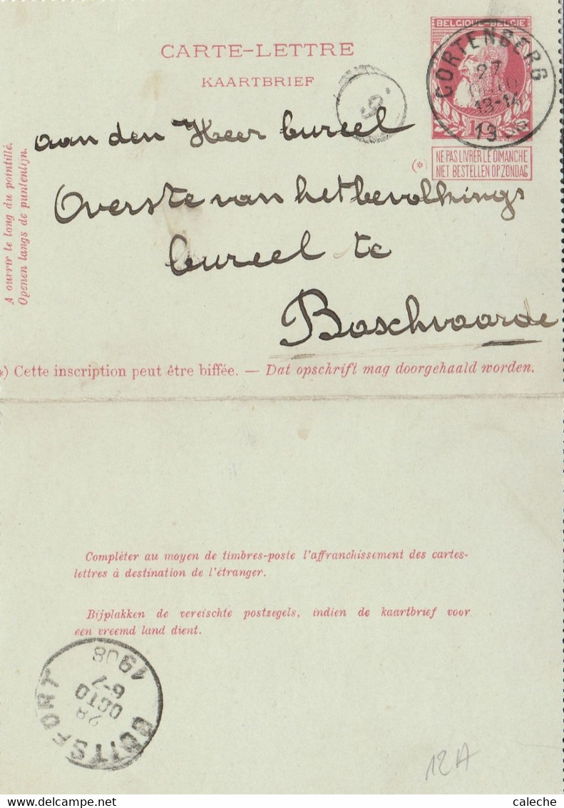 Carte-lettre 12A - Cortenberg 27/10/1908 - Letter-Cards