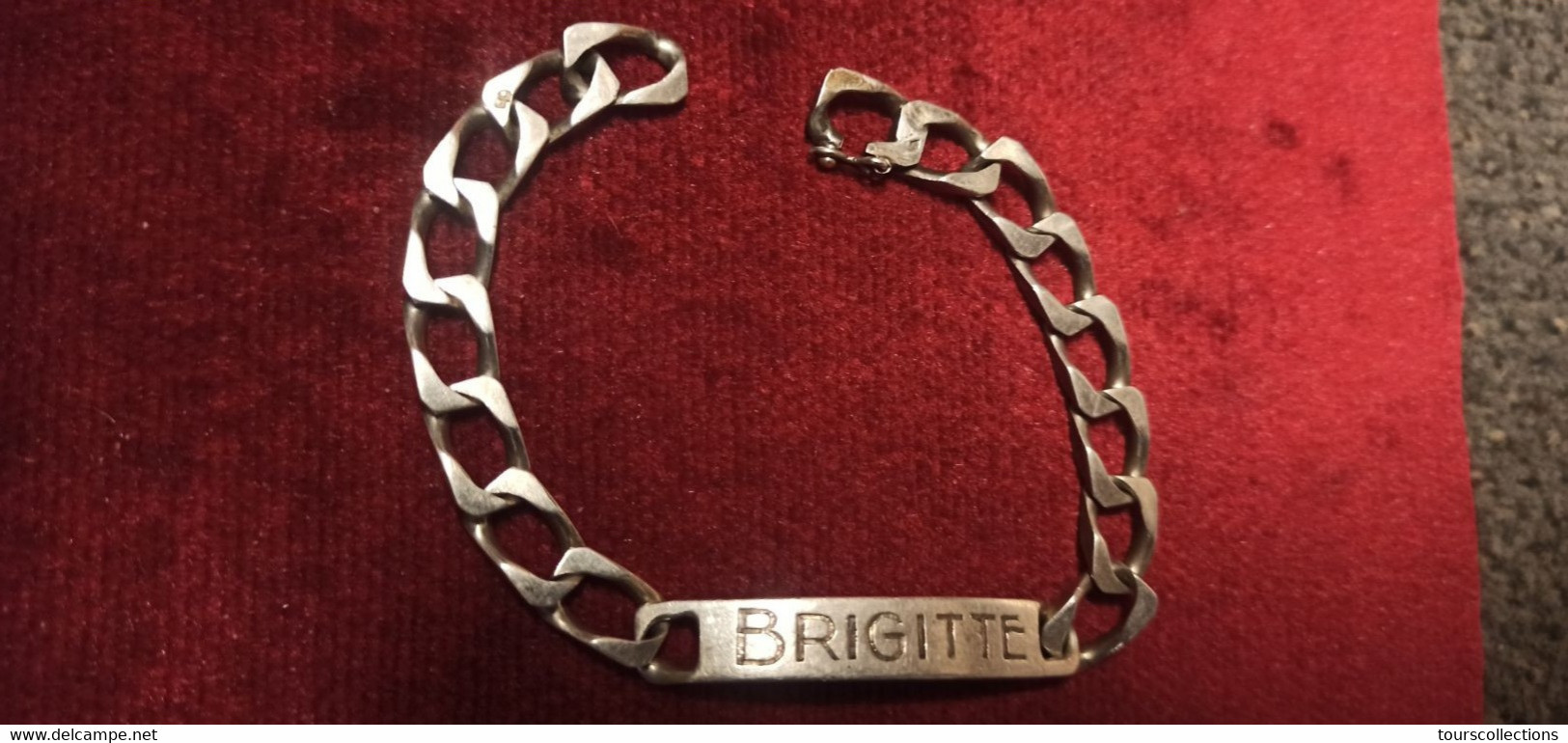 GOURMETTE BRACELET En ARGENT 80% BRIGITTE Fermoir OK Poinçon Crabe Et Je Rajoute Un Collier à Réparer Au Même Prénom - Armbänder