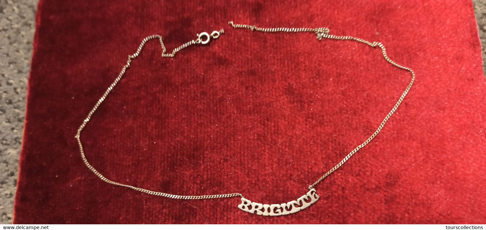 GOURMETTE BRACELET en ARGENT 80% BRIGITTE fermoir OK poinçon crabe et je rajoute un collier à réparer au même prénom