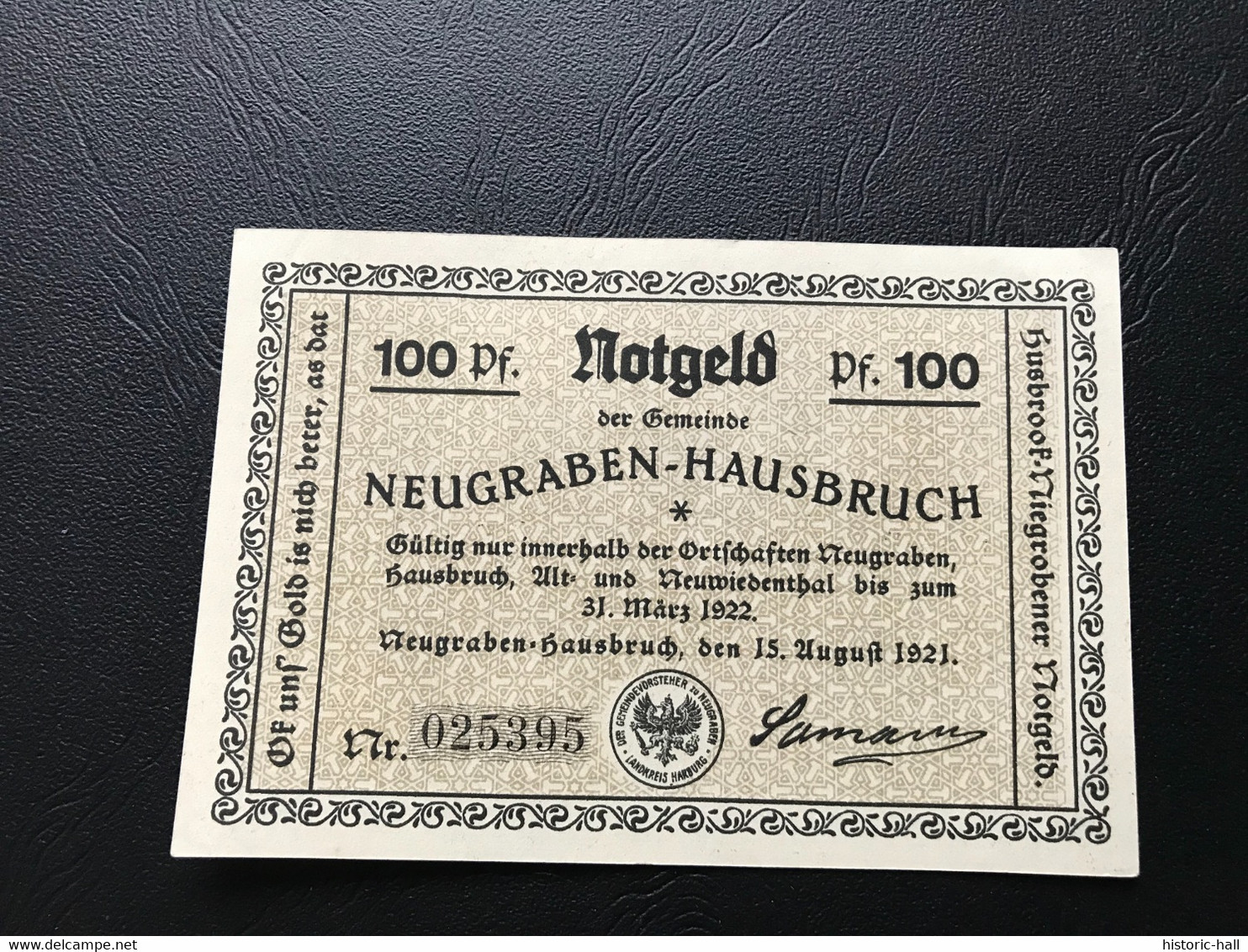 Notgeld - Billet Necéssité Allemagne - 100 Pfennig - Neugeaben Hausbruch  - 15 Aout 1921 - Zonder Classificatie