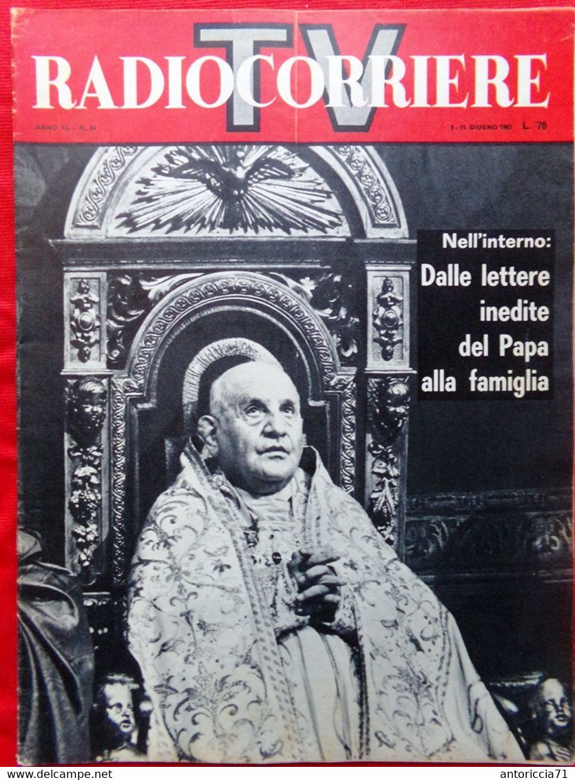 Radiocorriere TV Del 9 Giugno 1963 Morte Giovanni XXIII Gaber Cavicchi Carpaccio - Televisie