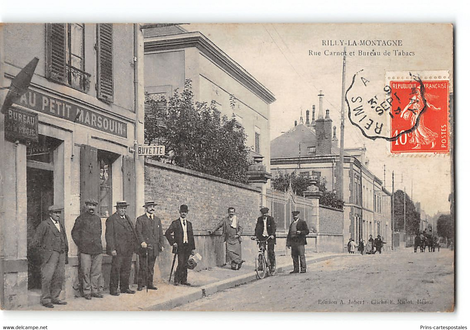 CPA 51 Rilly La Montagne Rue Carnot Et Bureau De Tabacs - Rilly-la-Montagne