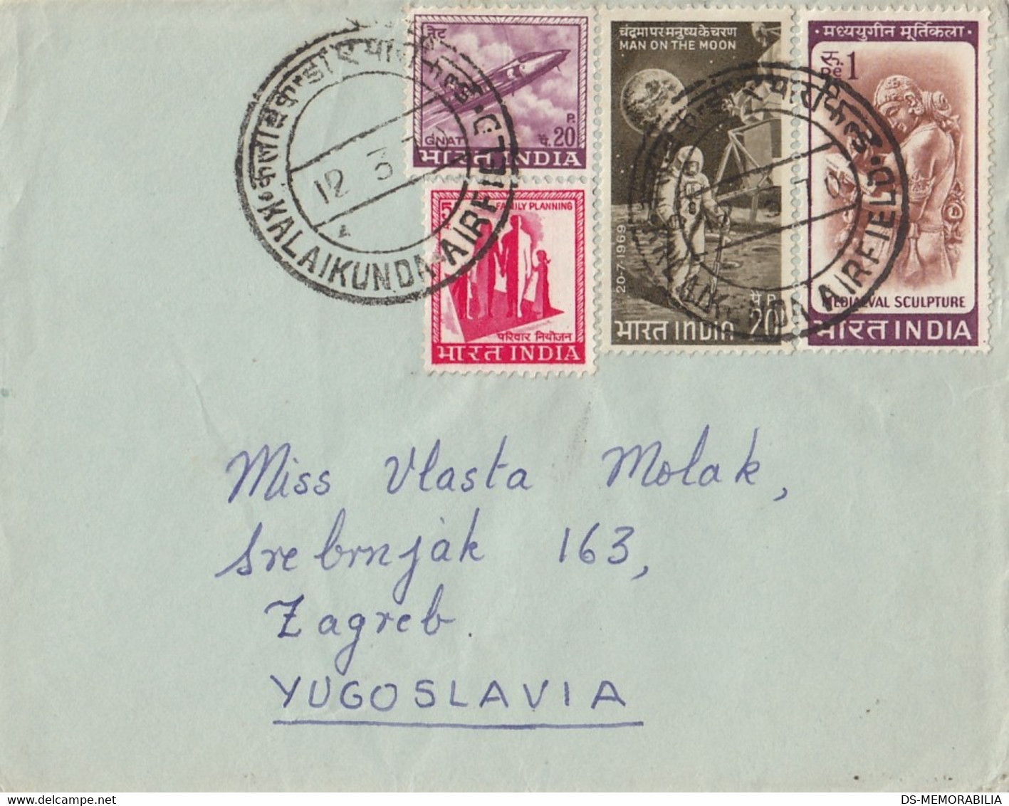 India Airmail Letter Sent To Yugoslavia , Kalaikunda Air Field 1970 - Covers