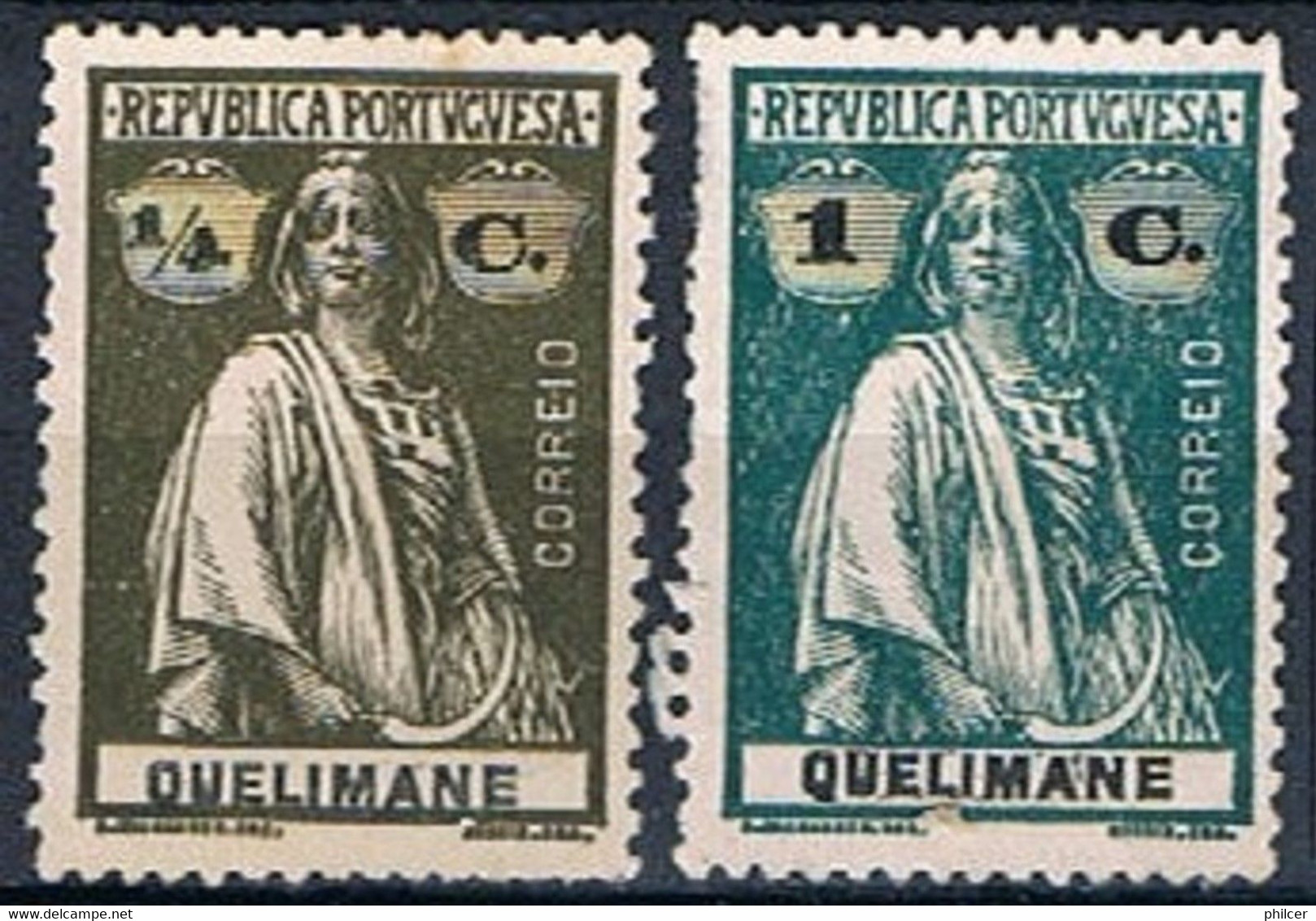 Quelimane, 1914, # 25, 27, Papel Pontinhado, MNG - Quelimane