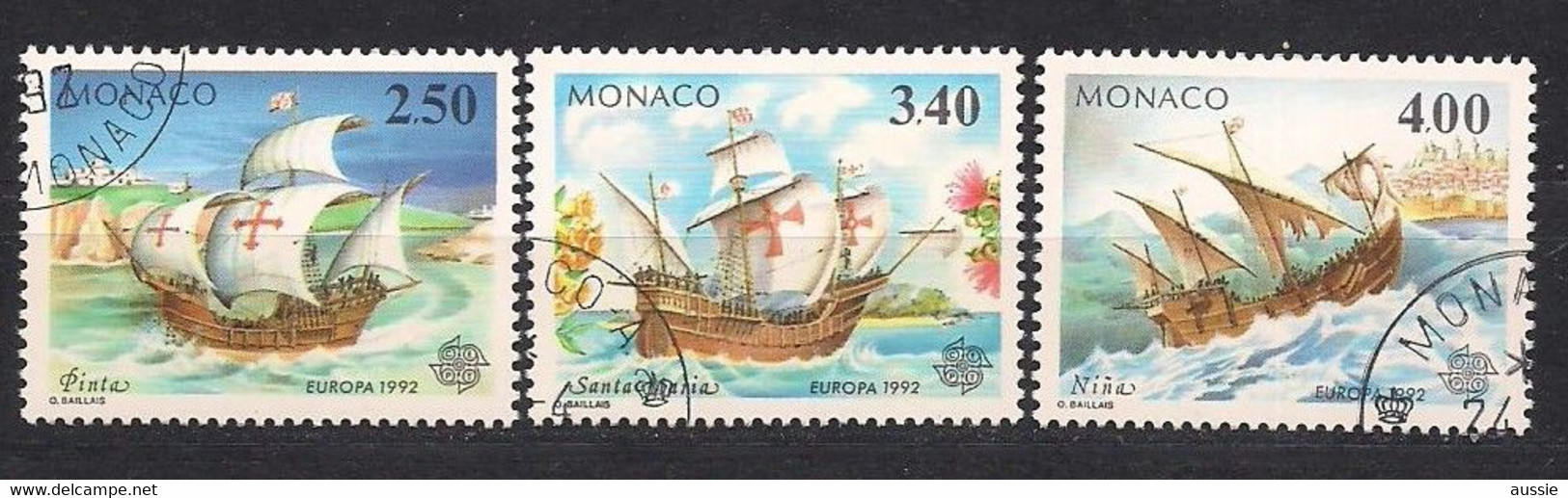 Monaco CEPT 1992 Yvertn° 1825-1826 (o) Oblitéré Cote 3,90 € - 1992