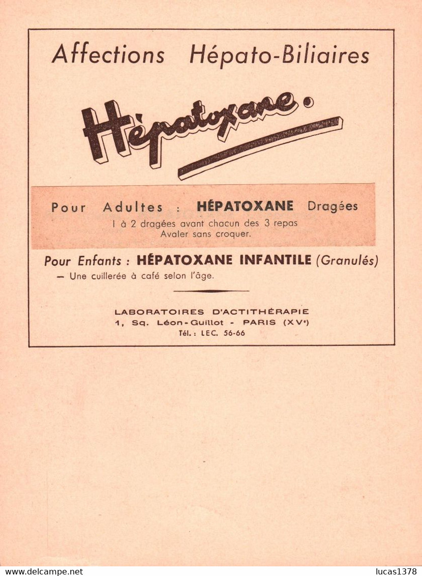 PUBLICITE PHARMACIE AFFECTION HEPATO BILIAIRES HEPATOXANE  N° 28 - Pubblicitari