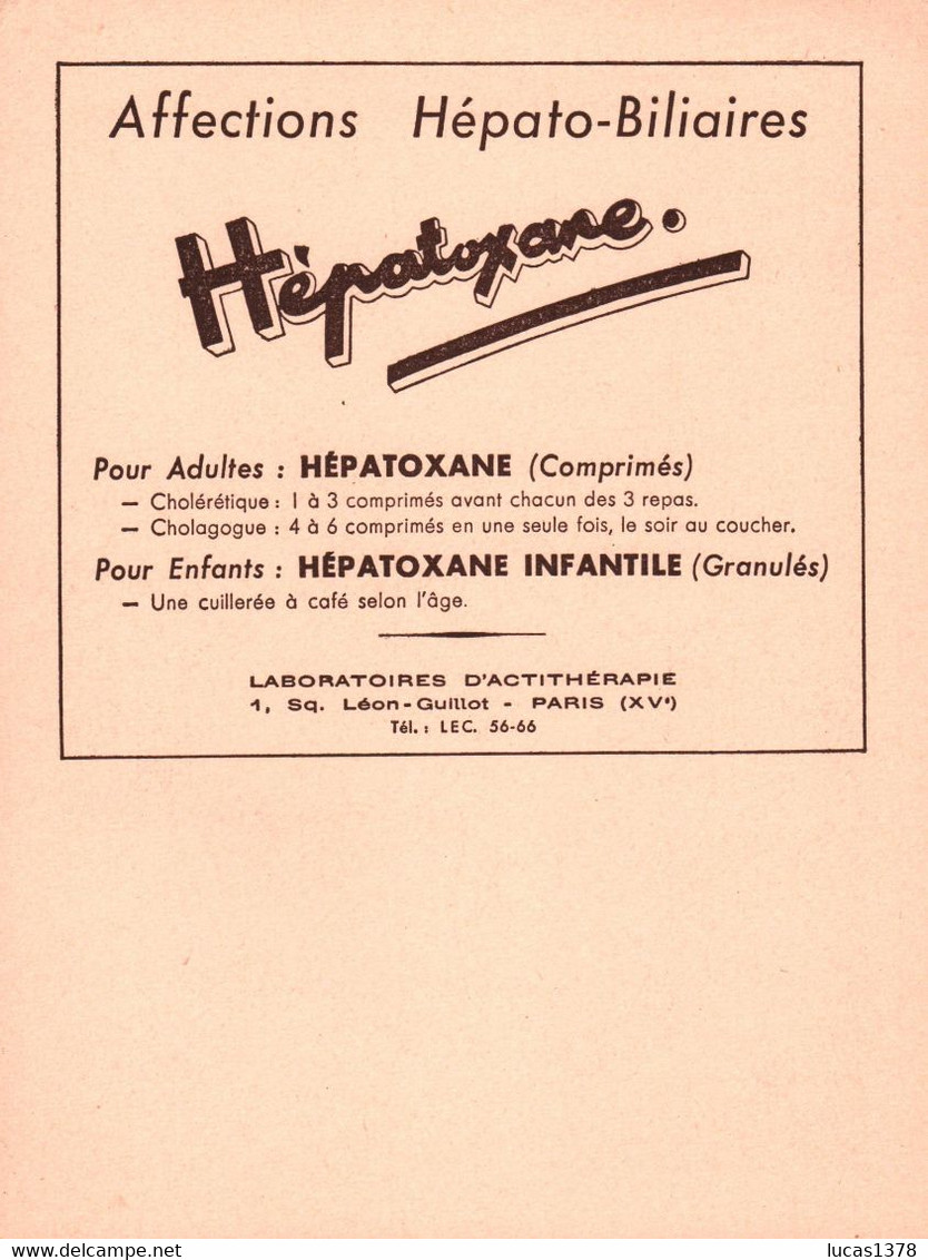 PUBLICITE PHARMACIE AFFECTION HEPATO BILIAIRES HEPATOXANE  N° 8 - Pubblicitari