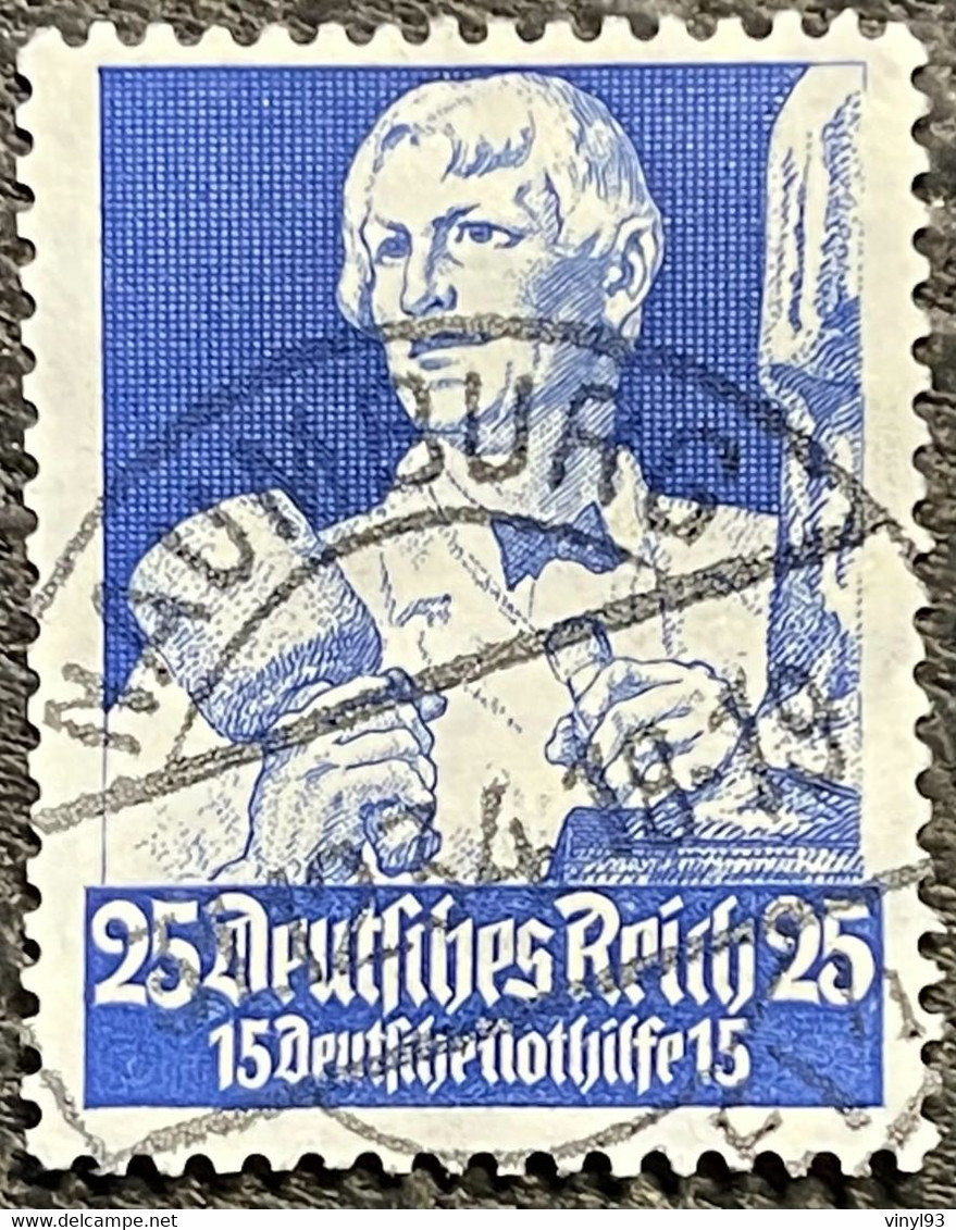 1934 - Deutsches Reich - Timbre Oblitéré MI N° 563 - 25 + 15 Pfg Vert - Pour L'aide D'urgence Allemande - Artiste - Oblitérés