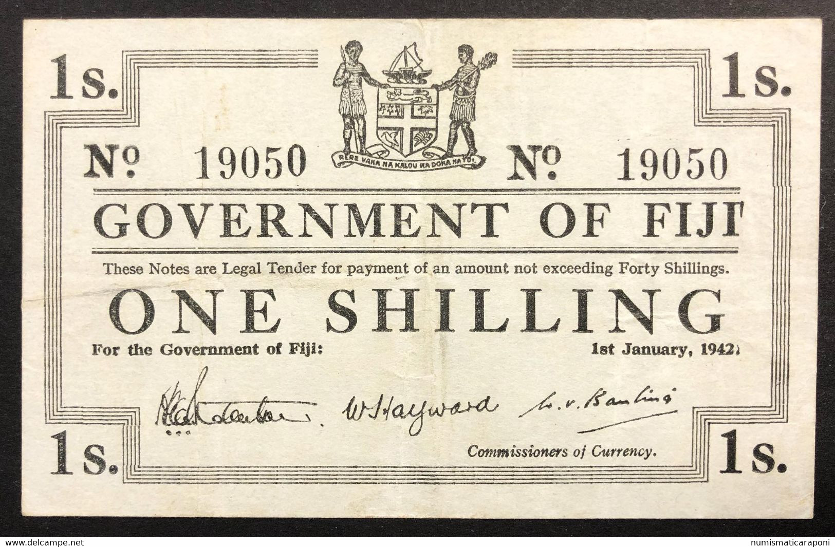 FIJI Figi 1 SHILLING 1942 Pick#48 Lotto 3713 - Fiji