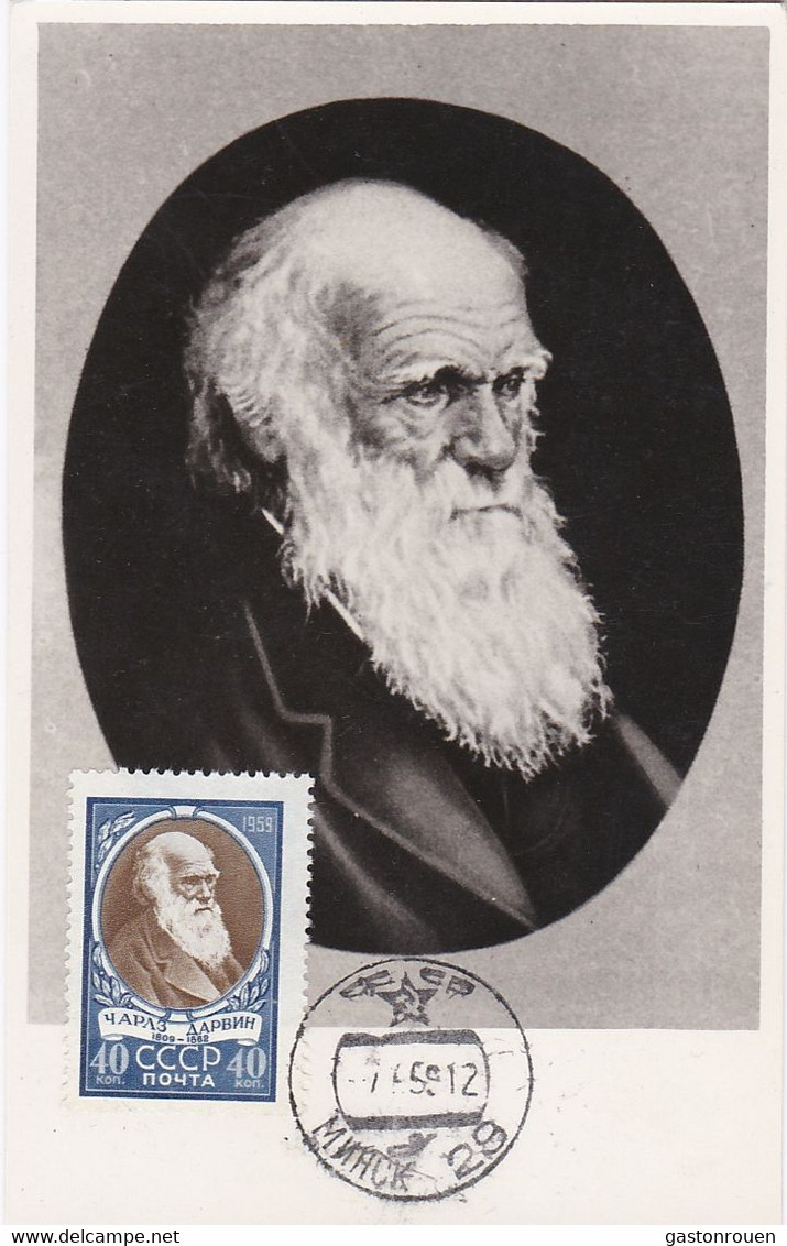 Carte Maximum Russie Russia 1959 Sciences Darwin - Cartoline Maximum