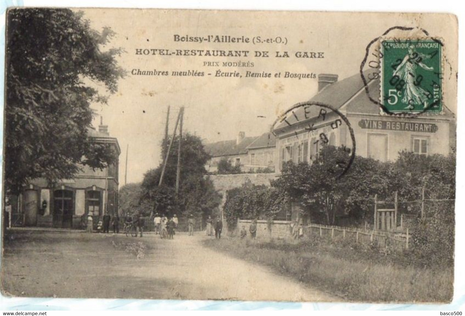 1908 BOISSY L'AILLERIE : HOTEL RESTAURANT De La GARE Animée - Boissy-l'Aillerie