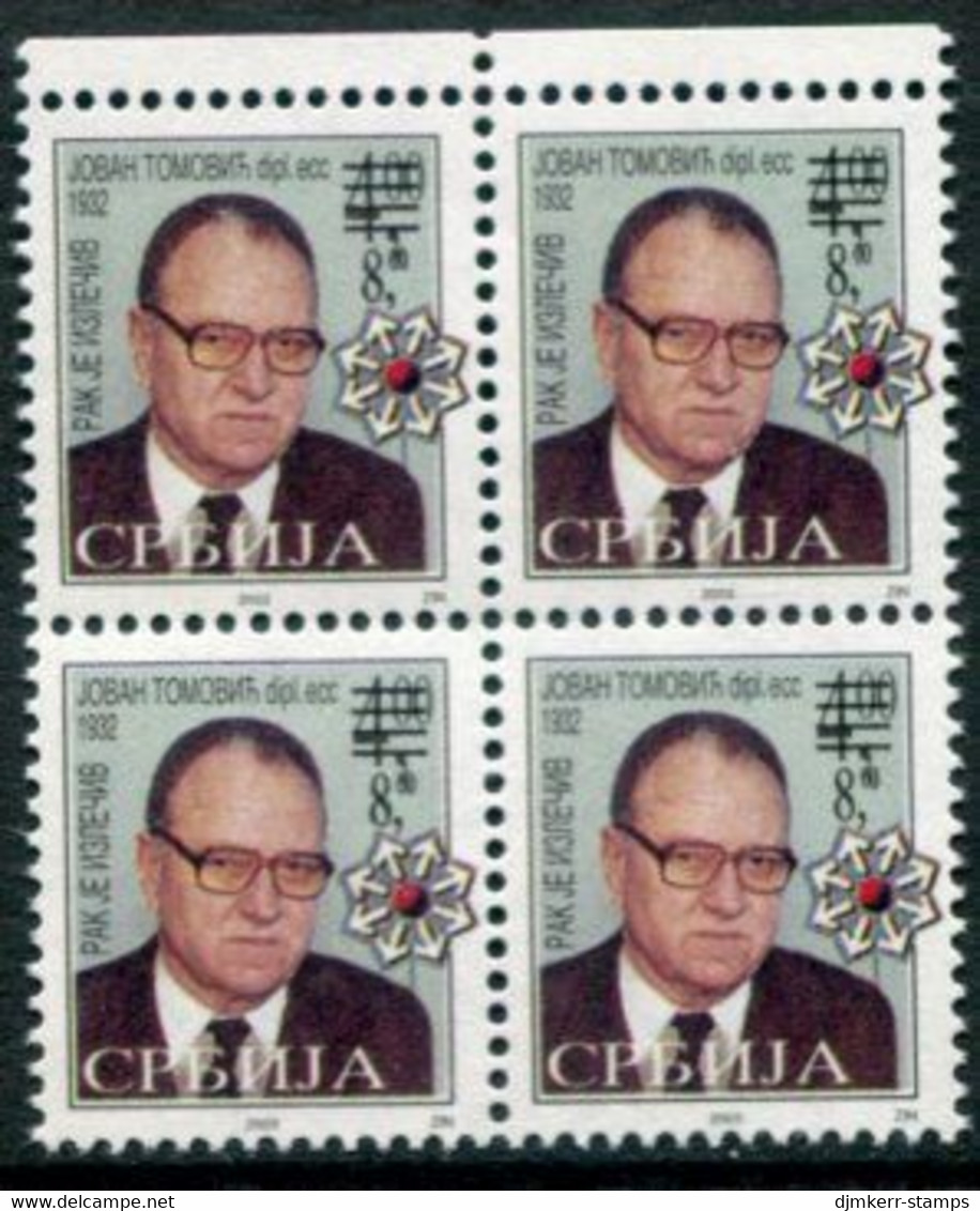 YUGOSLAVIA (Serbia) 2003 Anti-Cancer Tax Stamp Block Of 4  MNH / ** - Unused Stamps