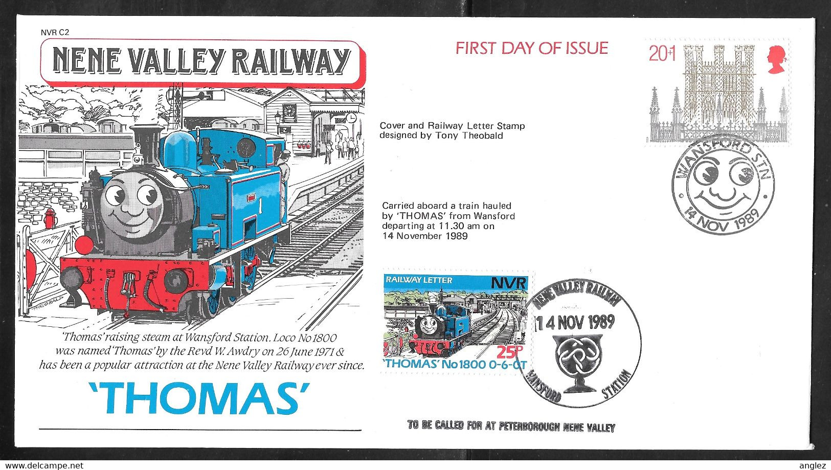 Great Britain - 1989 Nene Valley Railway "Thomas The Tank Engine" Cover - Franked Railway Letter Stamp - Cinderella