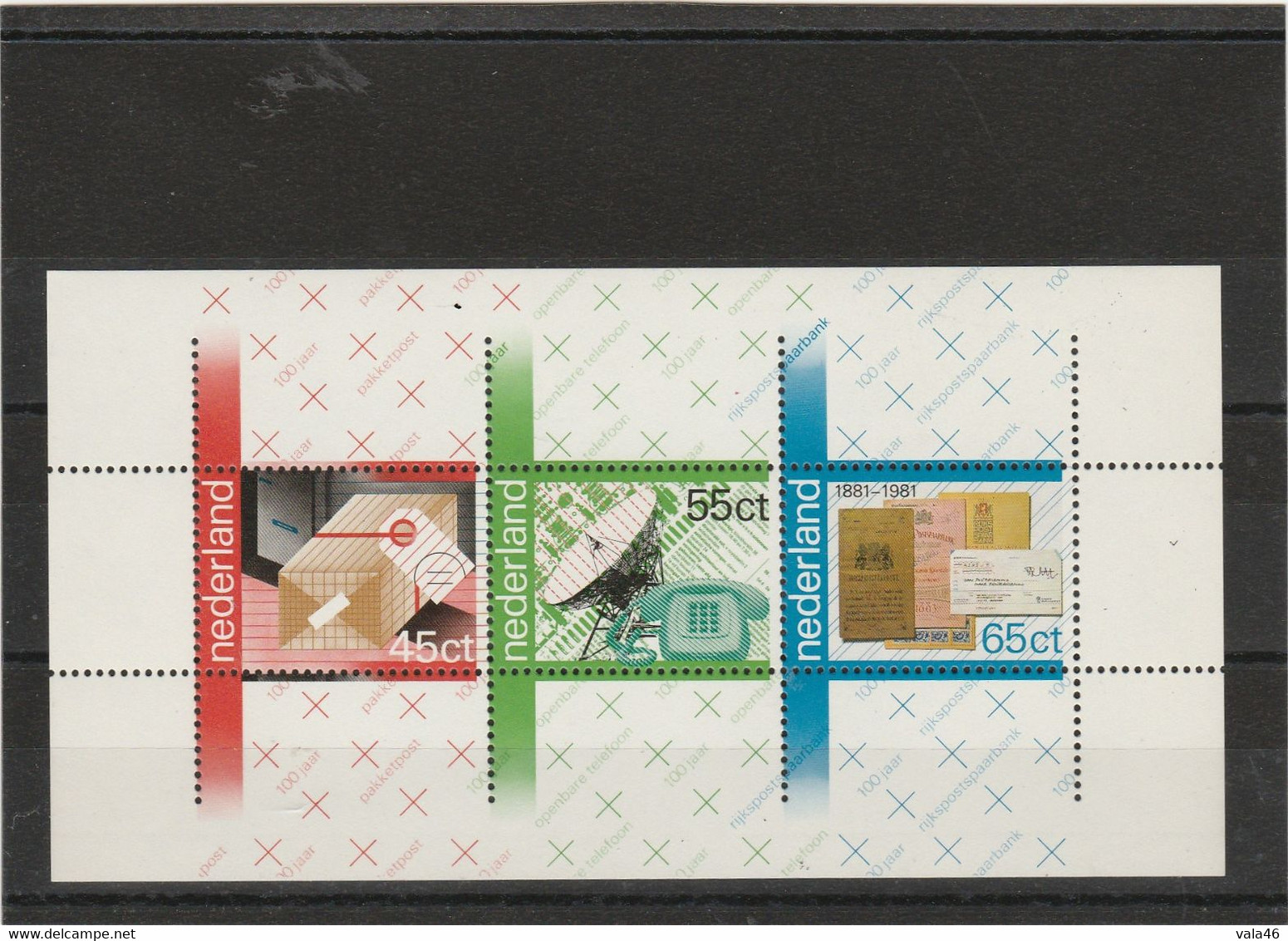 PAYS BAS TIMBRES  NEUFS   BLOC FEUILLET N°22 CENTENAIRE DE LA CREATION DES SERVICES POSTAUX - Unused Stamps