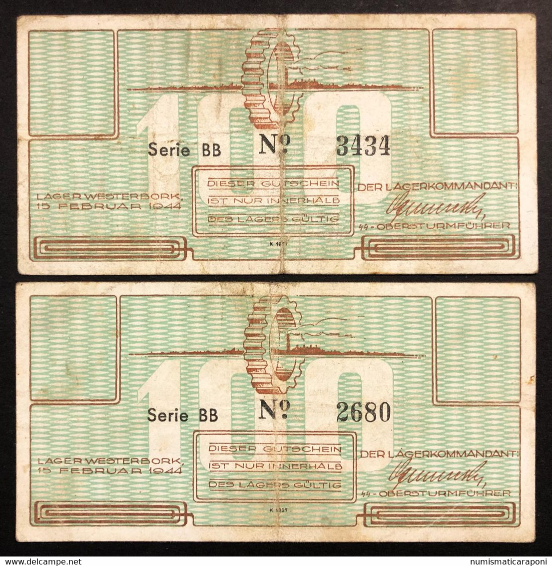 Germany Campager Westerbork 100 Cent Seri BB N°2680 ( Only 1 Notes Solo 1 Pz ) Lotto 3721 - [7] Collezioni