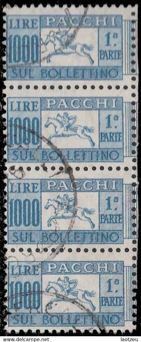 Italie Colis Postaux 1956. ~ CP 89 Bande 4 Vert - 1 000 L. Cor De Chasse - Postpaketten