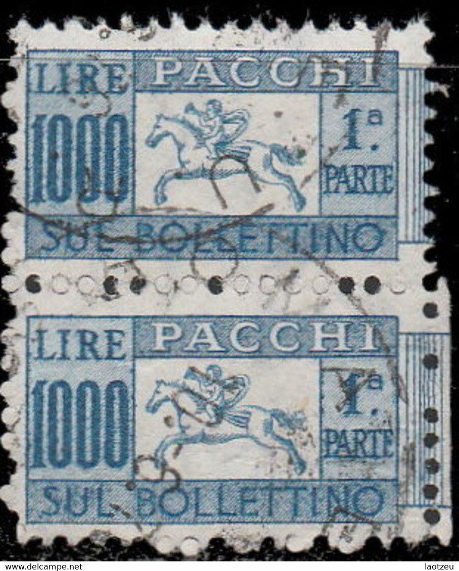 Italie Colis Postaux 1956. ~ CP 89 Paire Vert - 1 000 L. Cor De Chasse - Postal Parcels