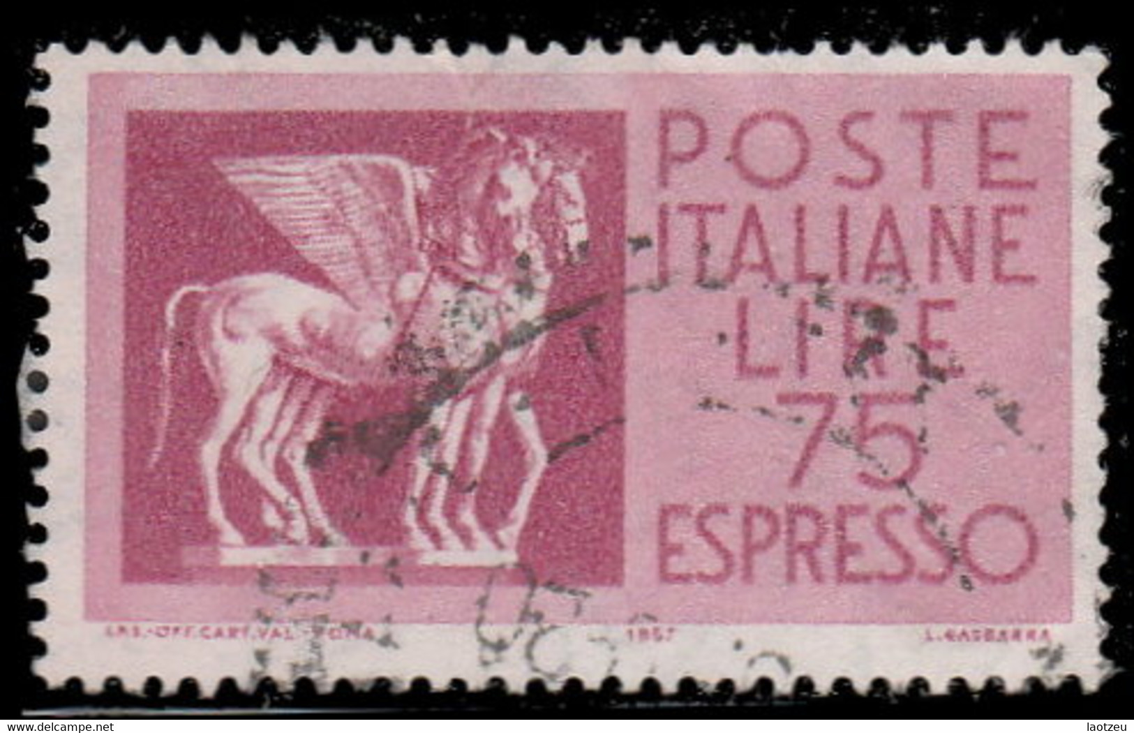 Italie Exprès 1956. ~ Ex 43 (par 11) - 75 L. Chevaux Ailés (Art étrusque) - Express Mail