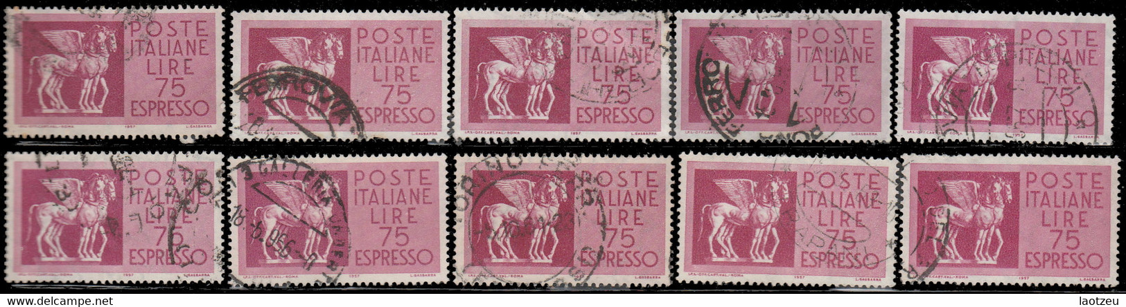 Italie Exprès 1956. ~ Ex 43 (par 11) - 75 L. Chevaux Ailés (Art étrusque) - Poste Exprèsse