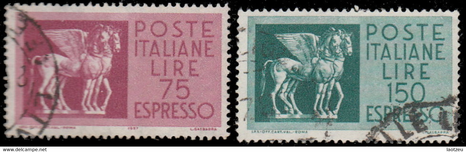 Italie Exprès 1956. ~ Ex 43 à 44 - Chevaux Ailés (Art étrusque) - Poste Exprèsse