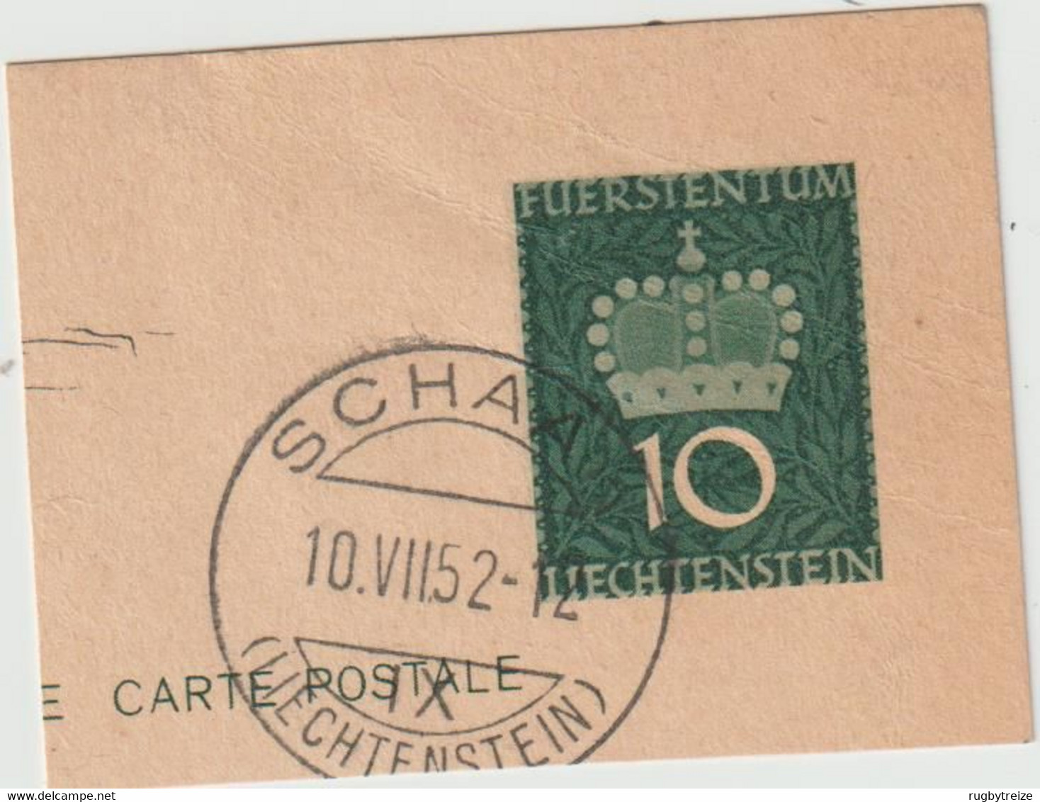4941 Entier Postal - Découpé FUERSTENTUM LIECHTENSTEIN CUT 1952 SCHAAN - Postwaardestukken