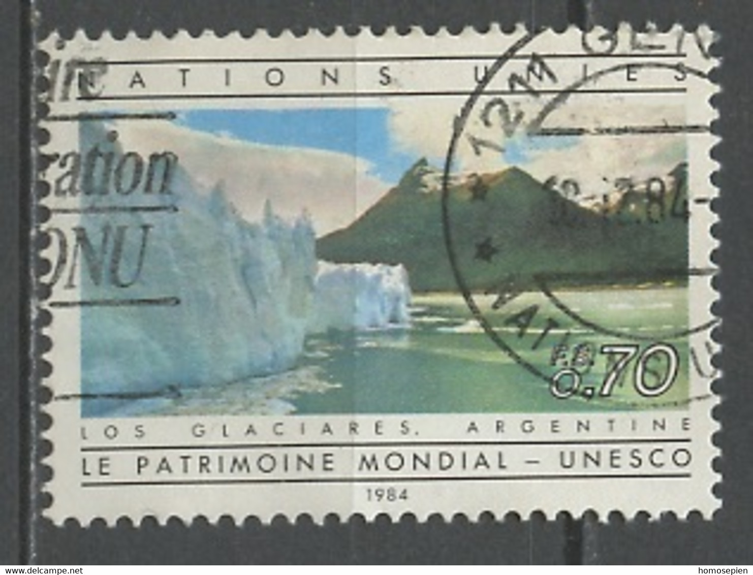 NU Genève - Vereinte Nationen 1984 Y&T N°123 - Michel N°123 (o) - 70c Parc Los Glaciares En Argentine - Used Stamps