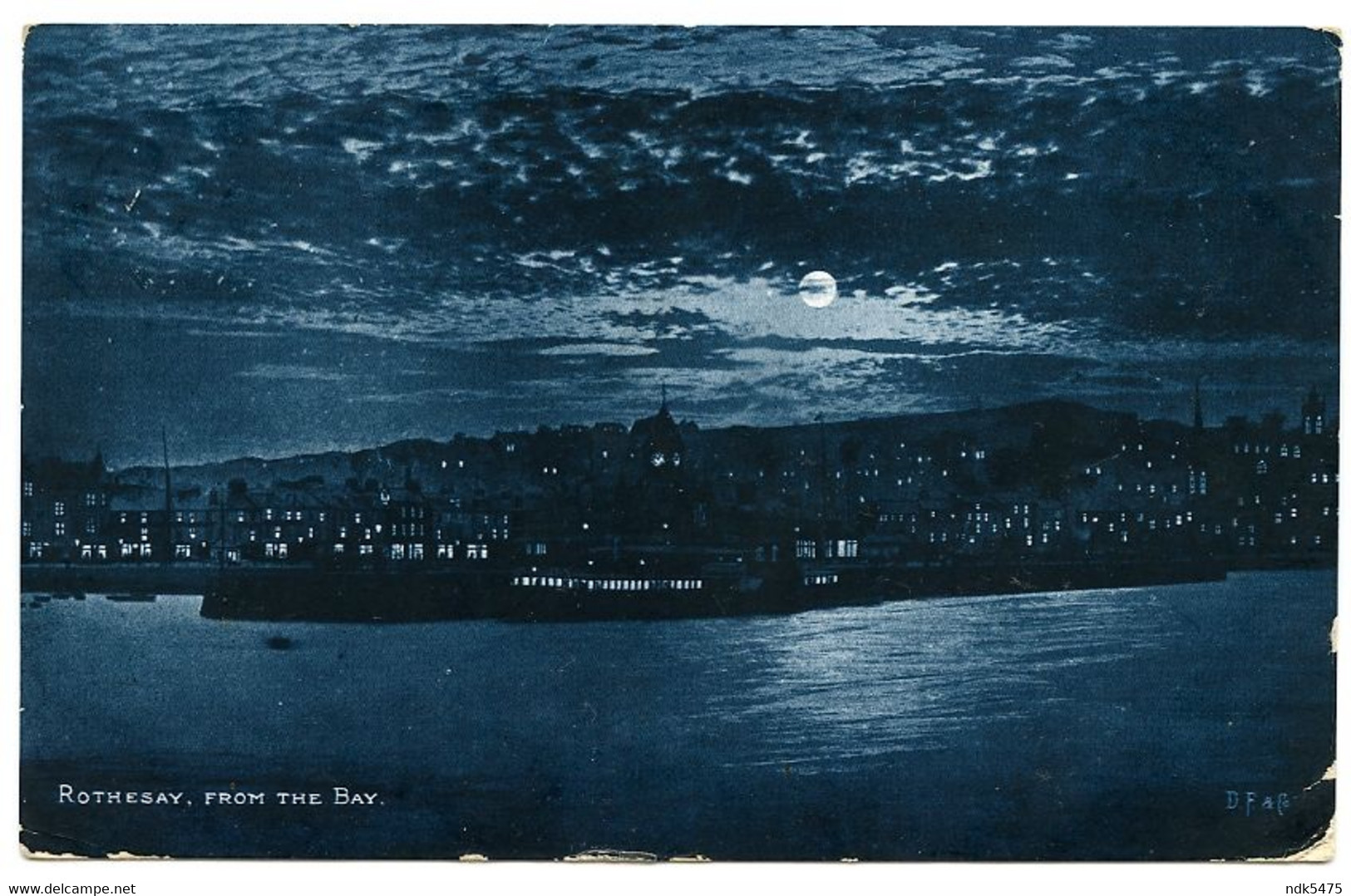 ISLE OF BUTE : ROTHESAY, FROM THE BAY (MOONLIGHT) / ADDRESS - LEITH, NEWHAVEN, JESSFIELD TERRACE (SORENSSON) - Bute