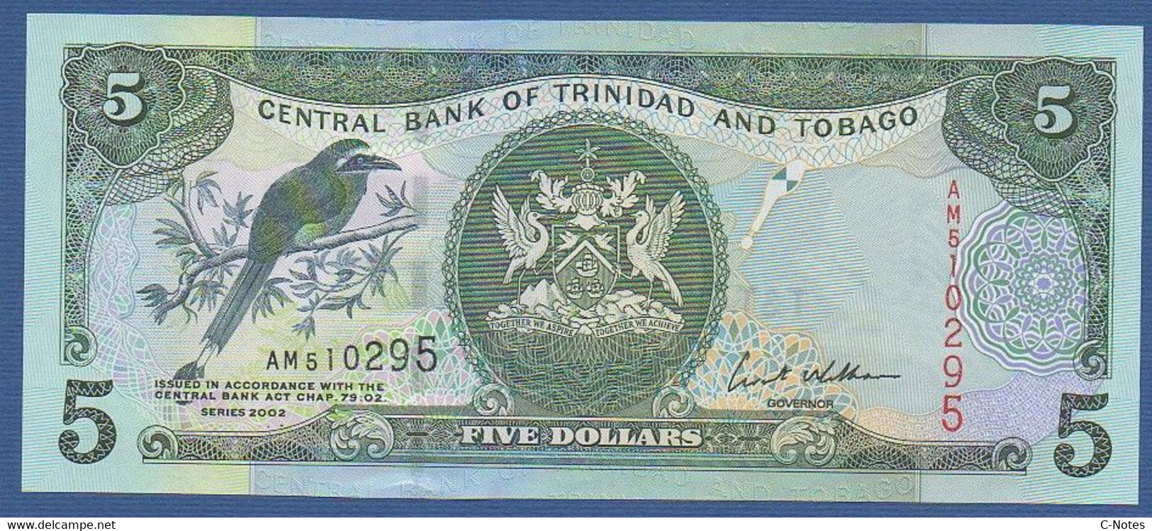 TRINIDAD & TOBAGO - P.42b – 5 Dollars 2002 UNC, Serie AM510295 - Trindad & Tobago