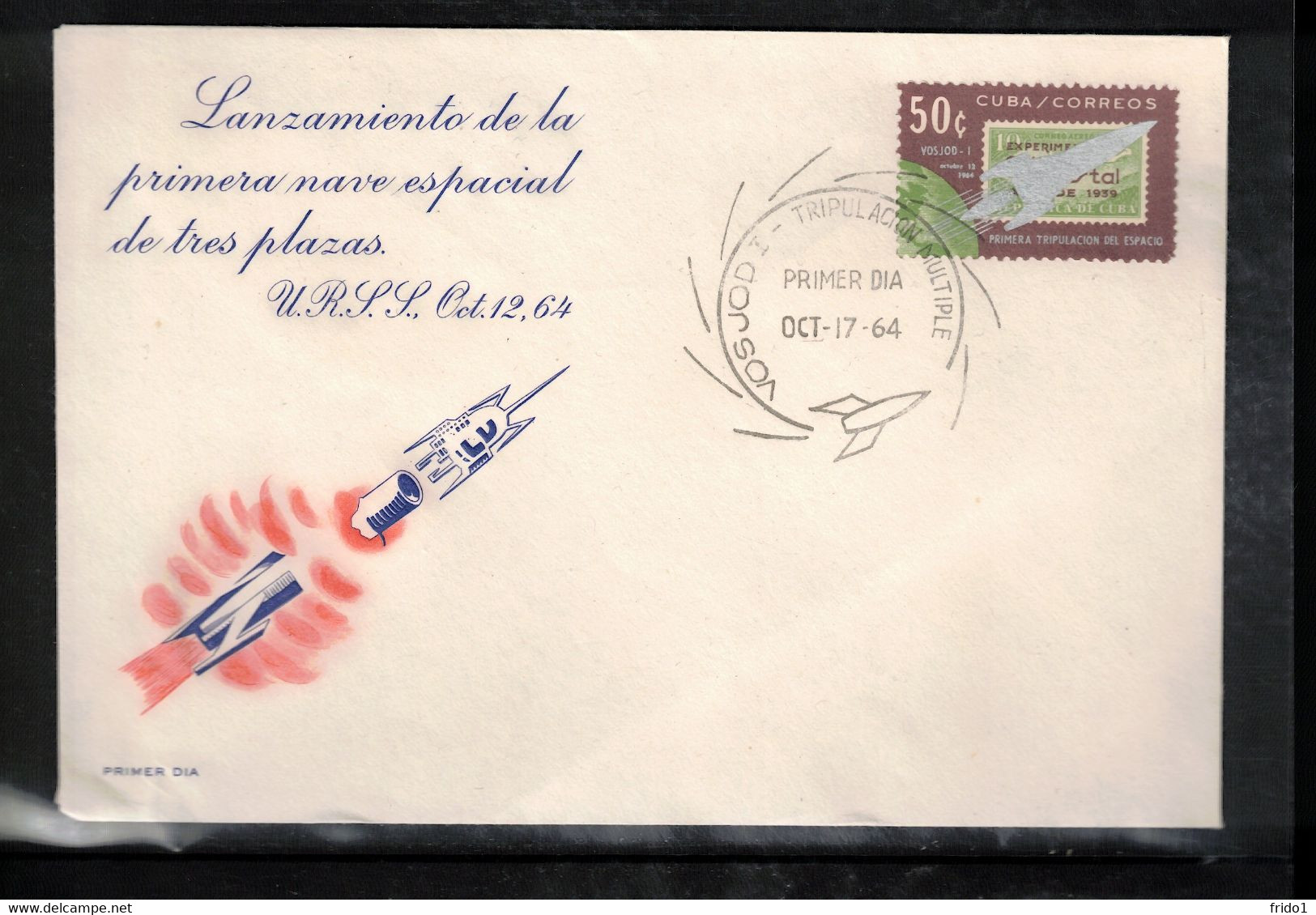 Cuba 1964 Space / Raumfahrt Voshod 1 FDC - Amérique Du Sud