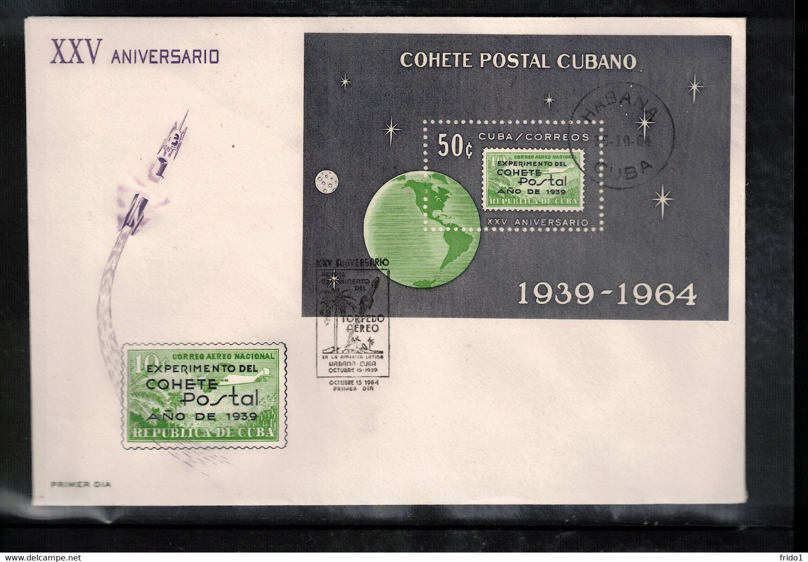Cuba 1964 Space / Raumfahrt Anniversary Of The First Rocket Experiment From The Year 1939 Block FDC - América Del Sur