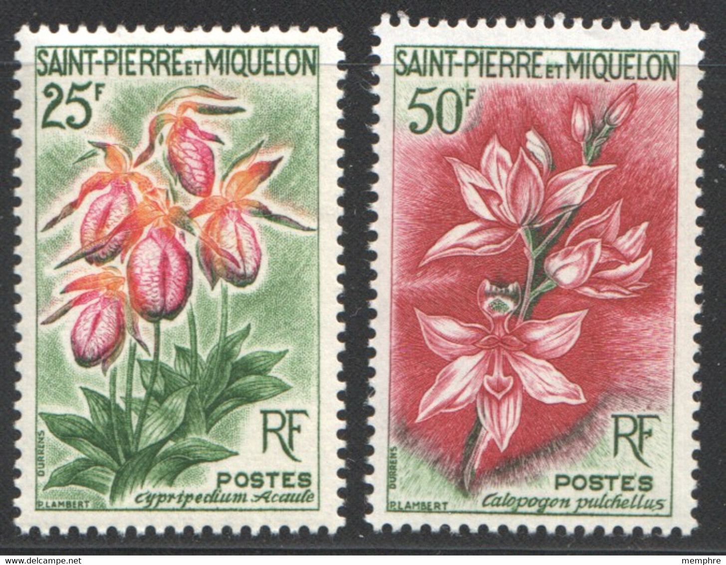 1962  Fleurs De SPM Yv 362-3  ** - Unused Stamps