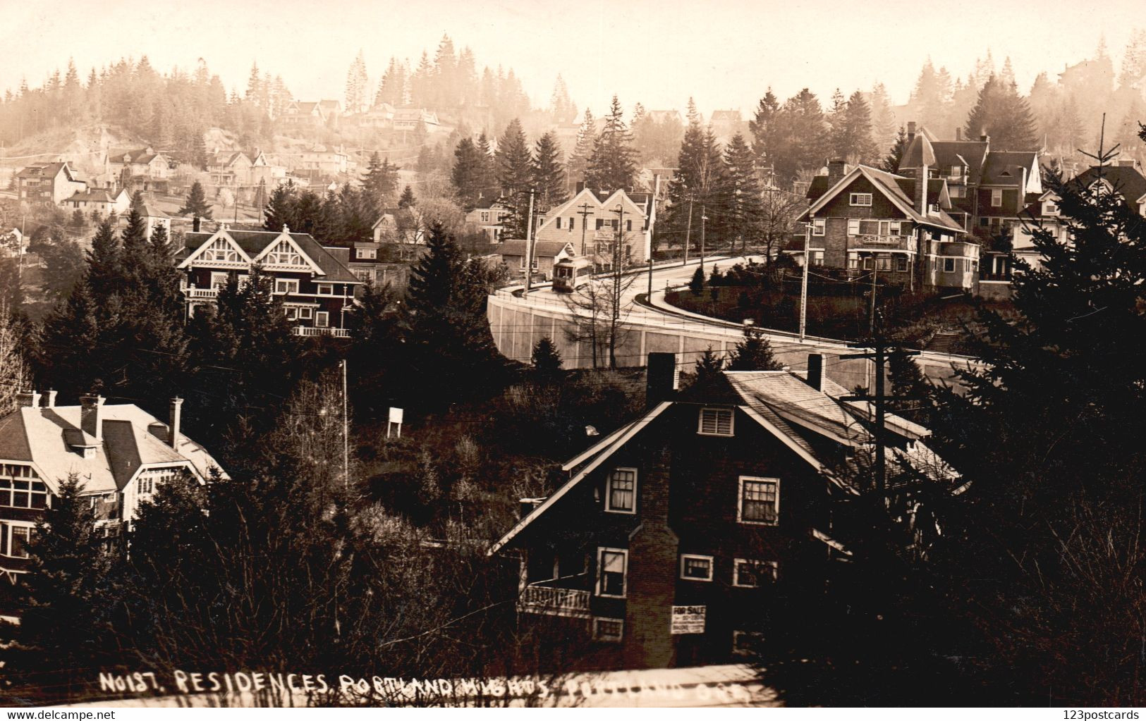 Noisy Residences, Portland Heights - Oregon - RPPC - RARE! - Portland